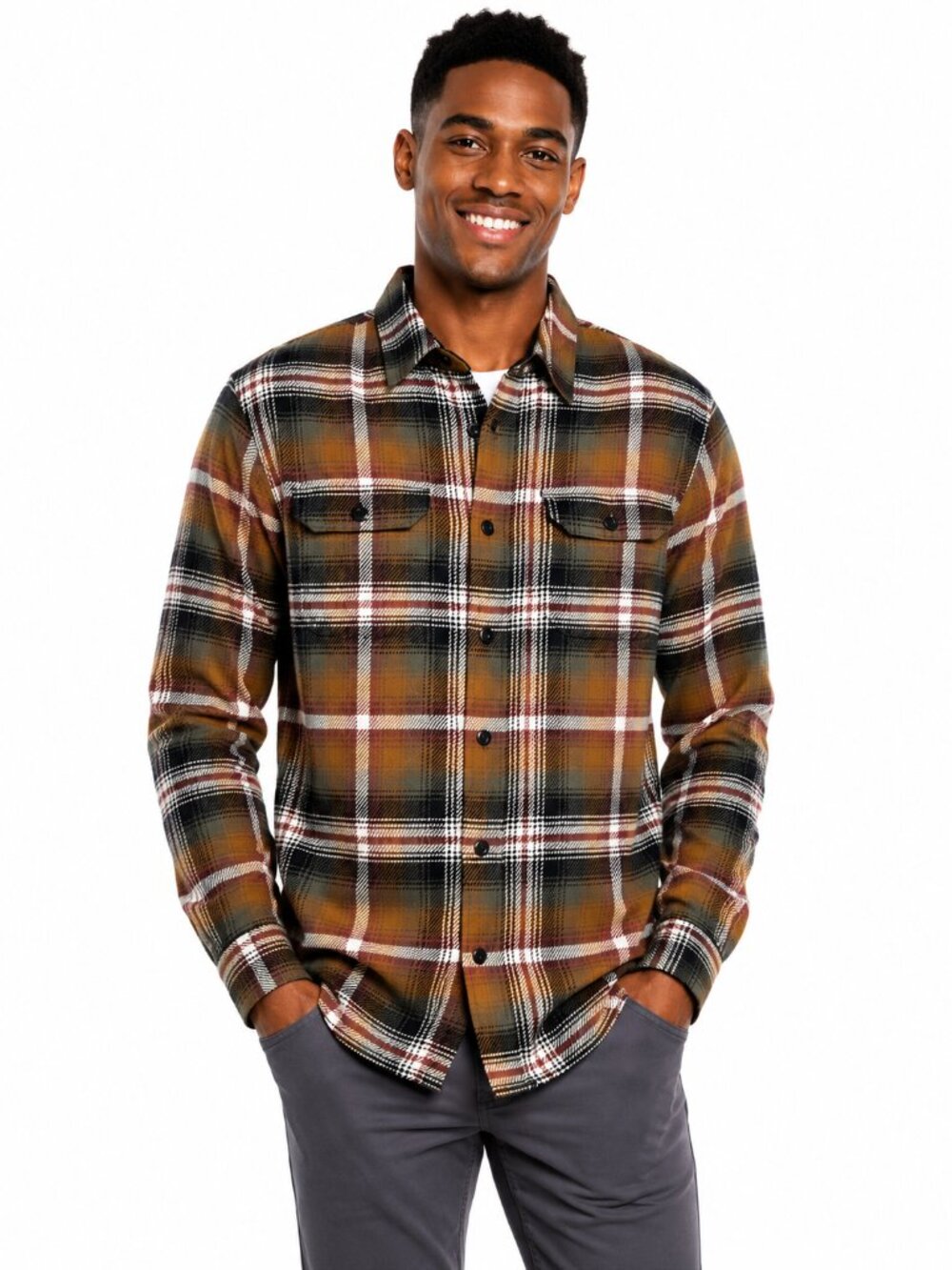 Orvis Mens Flannel Shirt Multi Plaid 100% Cotton Outdoor Warm Thick Woodsman